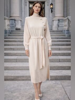 New Aleeza Paris Sweater Dress – Sample – Cream – Fits Large